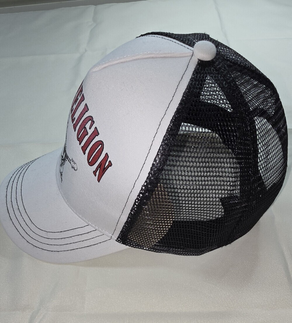 True Religion Men's Trucker Hat White/Black Snapback Cap One size NWOT sku 203